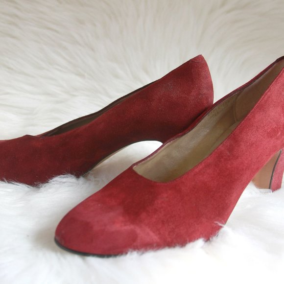 Suede Crimson Pumps - Picture 3 of 6